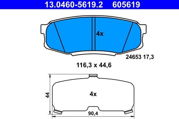set placute frana,frana disc ATE 13.0460-5619.2