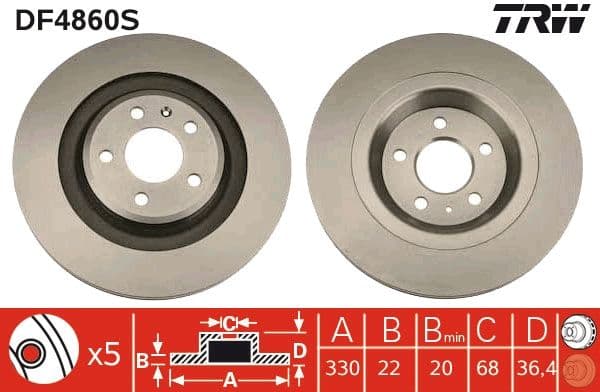 Disc frana TRW SINGLE DF4860S