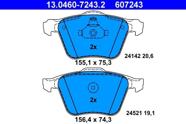 set placute frana,frana disc ATE 13.0460-7243.2