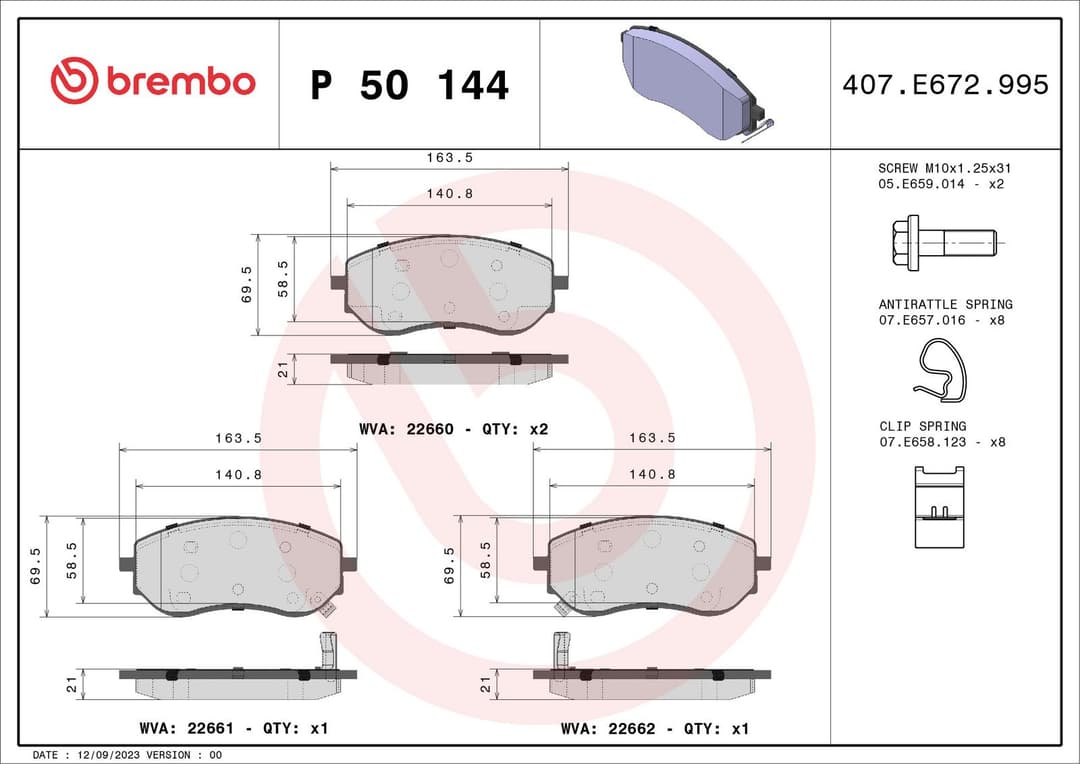 set placute frana,frana disc BREMBO PRIME LINE P 50 144