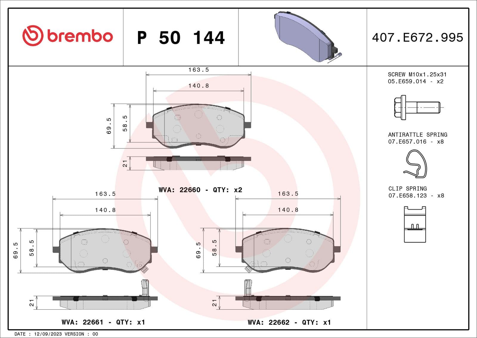 set placute frana,frana disc BREMBO PRIME LINE P 50 144