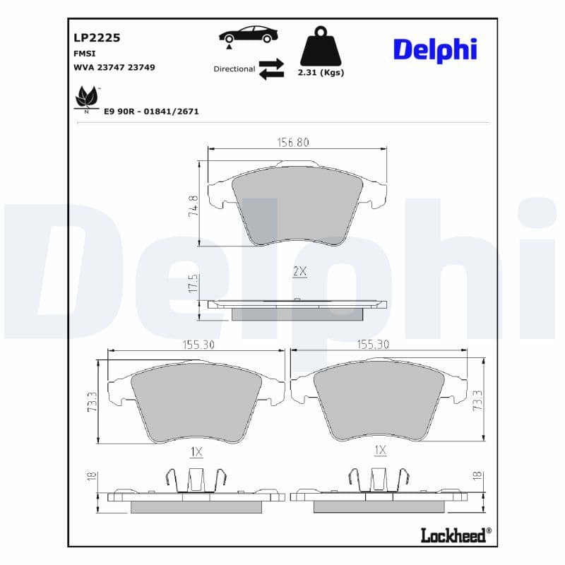 set placute frana,frana disc DELPHI LP2225
