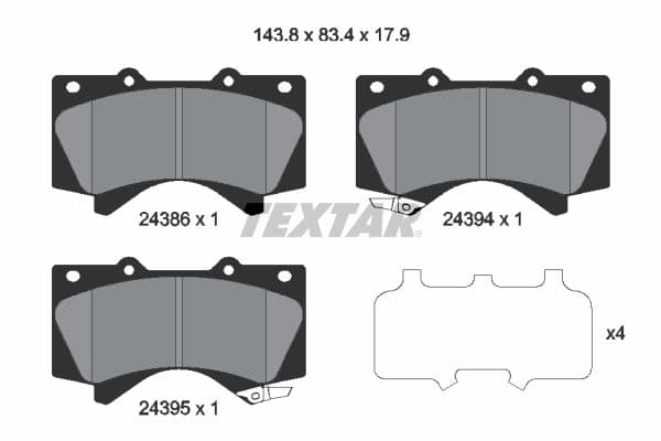 set placute frana,frana disc TEXTAR 2438601