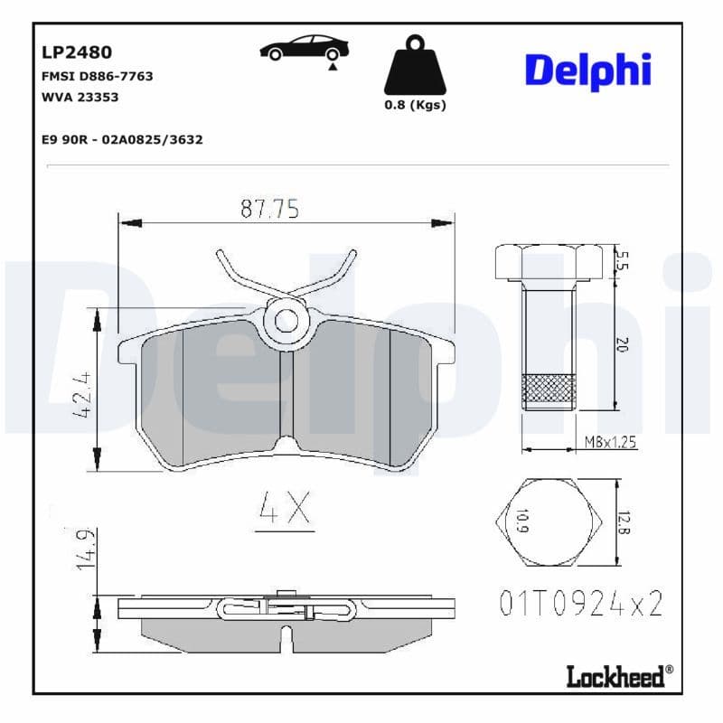 set placute frana,frana disc DELPHI LP2480