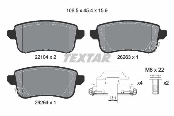 set placute frana,frana disc TEXTAR 2210401