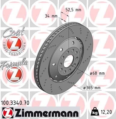 Disc frana ZIMMERMANN FORMULA Z 100.3340.70
