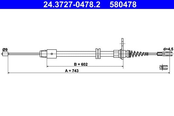 Cablu, frana de parcare ATE 24.3727-0478.2