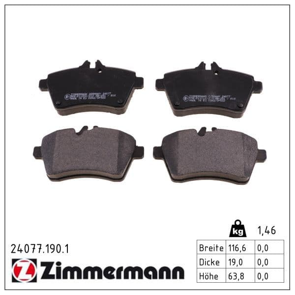 set placute frana,frana disc ZIMMERMANN 24077.190.1