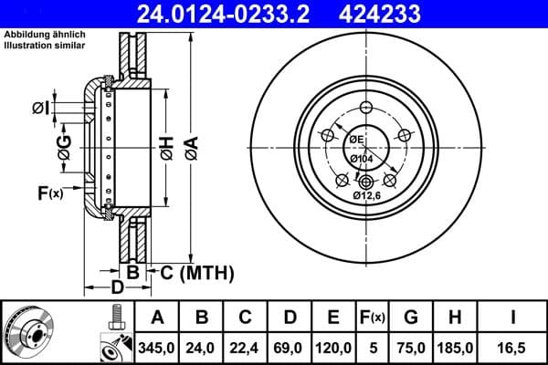 Disc frana ATE 24.0124-0233.2