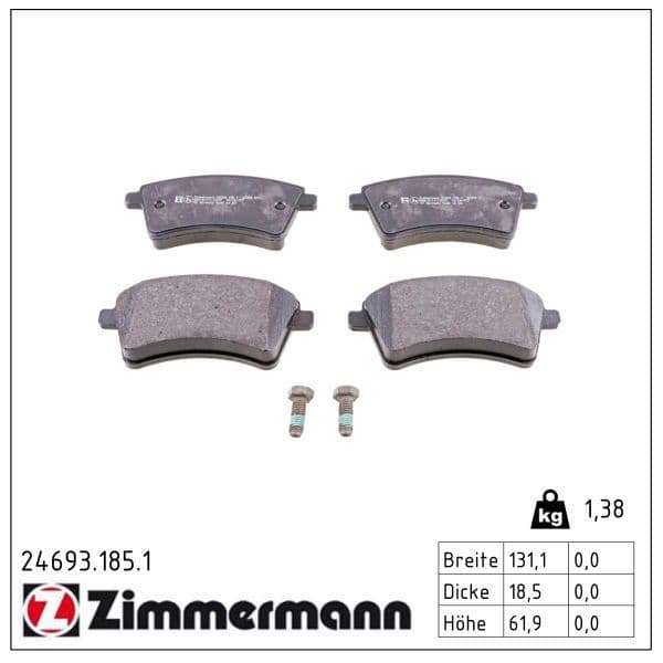 set placute frana,frana disc ZIMMERMANN 24693.185.1