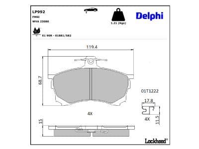 set placute frana,frana disc DELPHI LP992