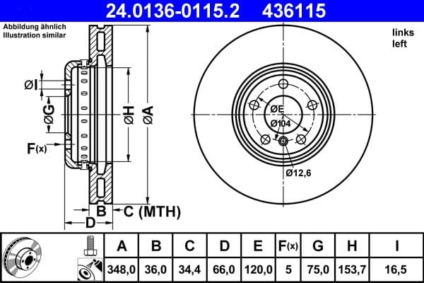 Disc frana ATE 24.0136-0115.2