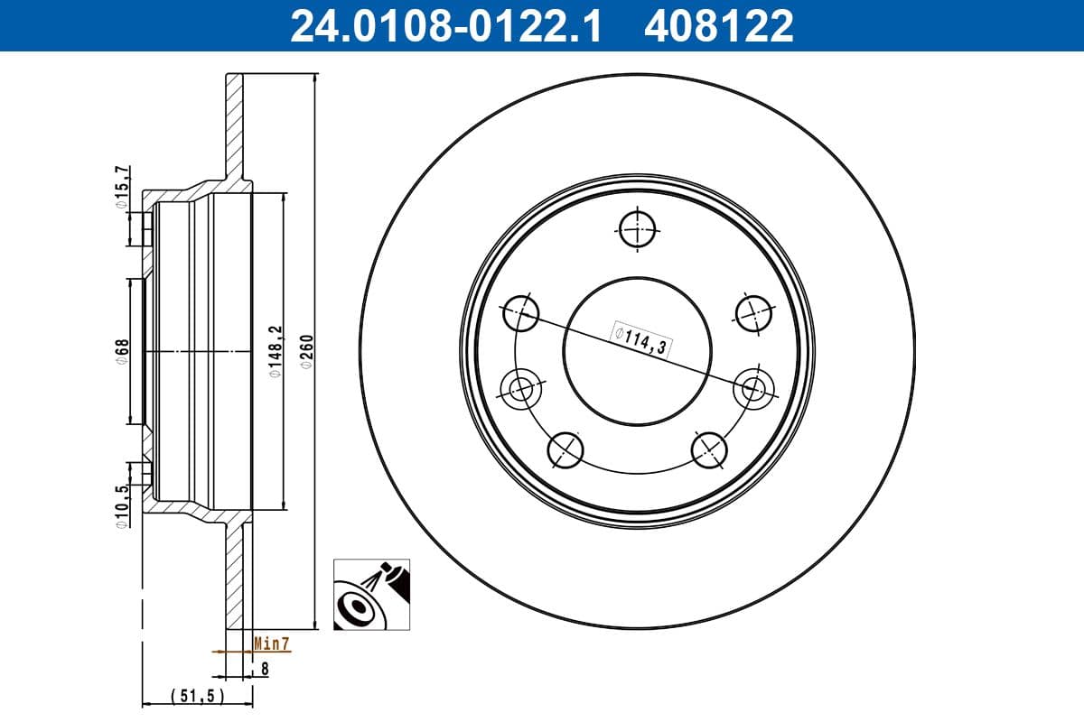 Disc frana ATE 24.0108-0122.1