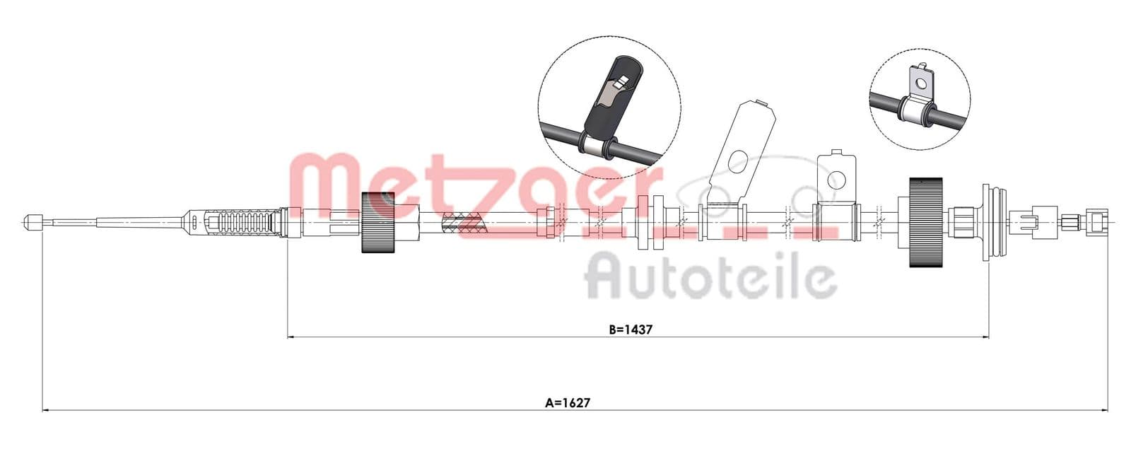 Cablu, frana de parcare METZGER 1E.LR004