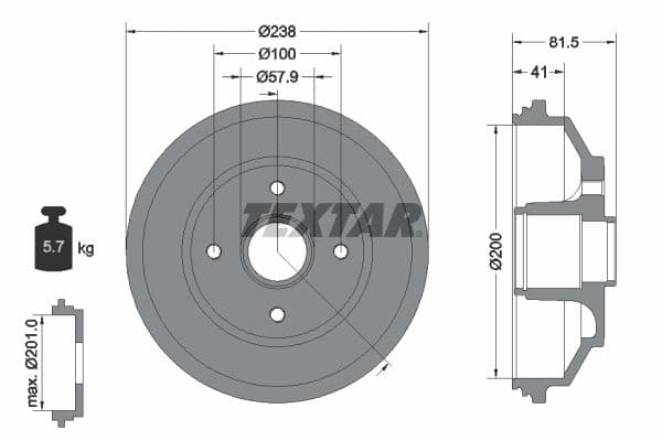 Tambur frana TEXTAR 94043000