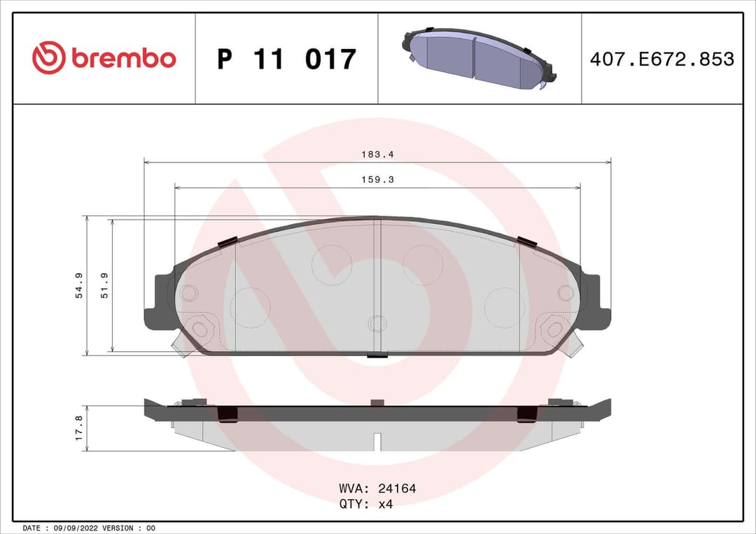 set placute frana,frana disc BREMBO PRIME LINE P 11 017