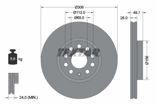 Disc frana TEXTAR PRO+ 92334805