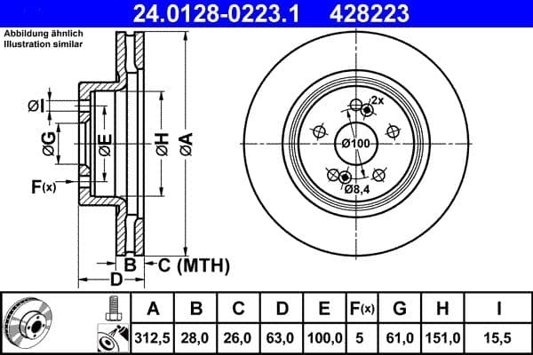 Disc frana ATE 24.0128-0223.1