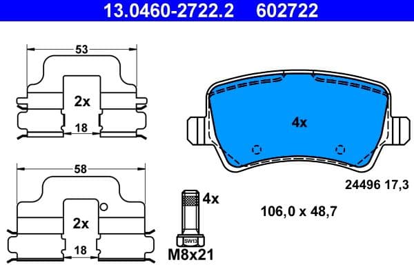 set placute frana,frana disc ATE 13.0460-2722.2
