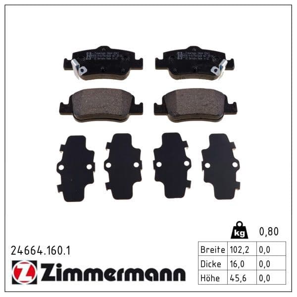 set placute frana,frana disc ZIMMERMANN 24664.160.1