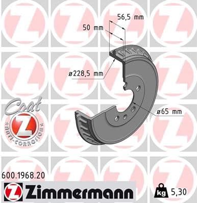 Tambur frana ZIMMERMANN COAT Z 600.1968.20