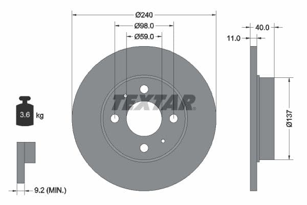 Disc frana TEXTAR 92061100