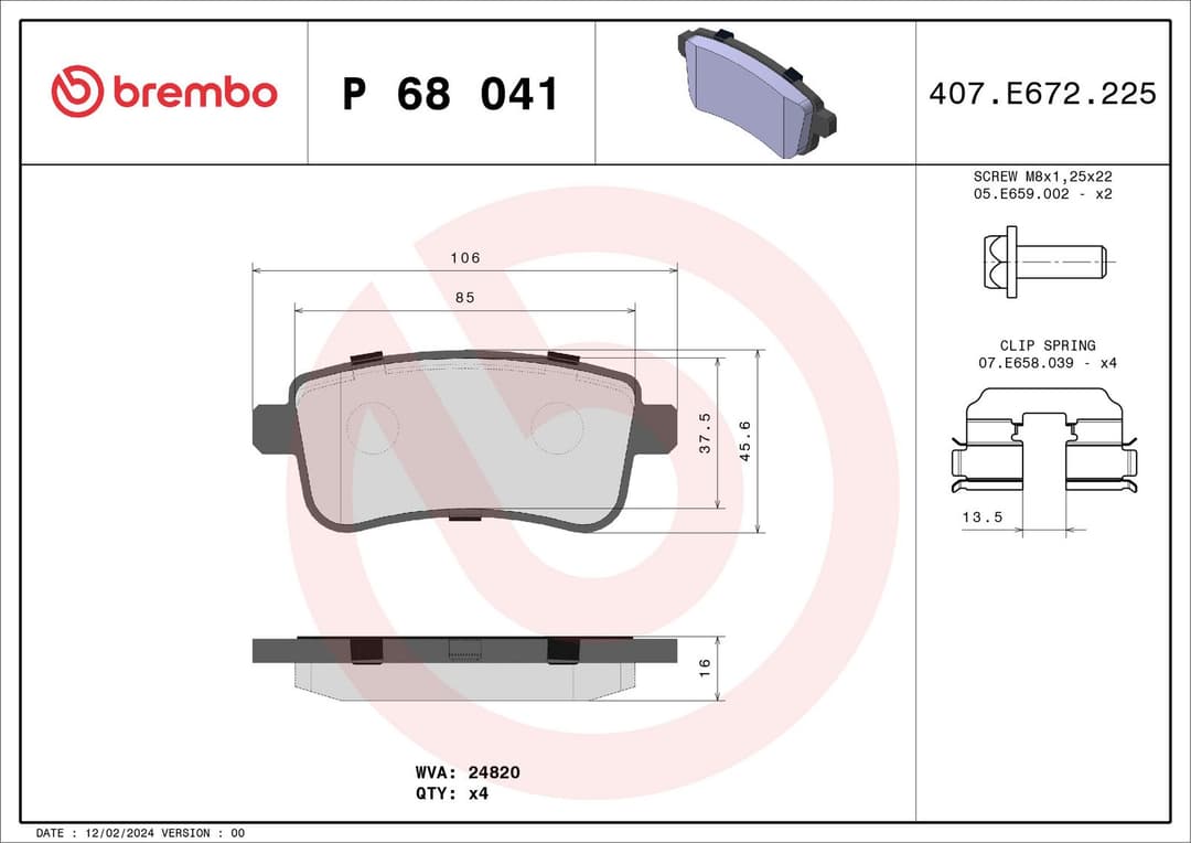 set placute frana,frana disc BREMBO PRIME LINE P 68 041
