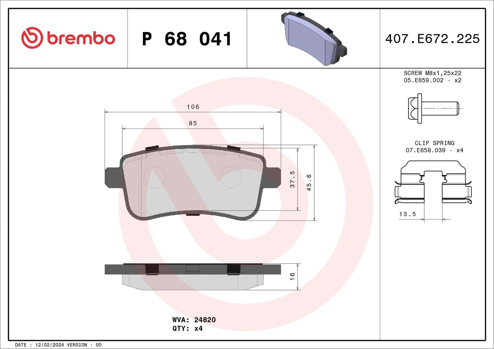 set placute frana,frana disc BREMBO PRIME LINE P 68 041