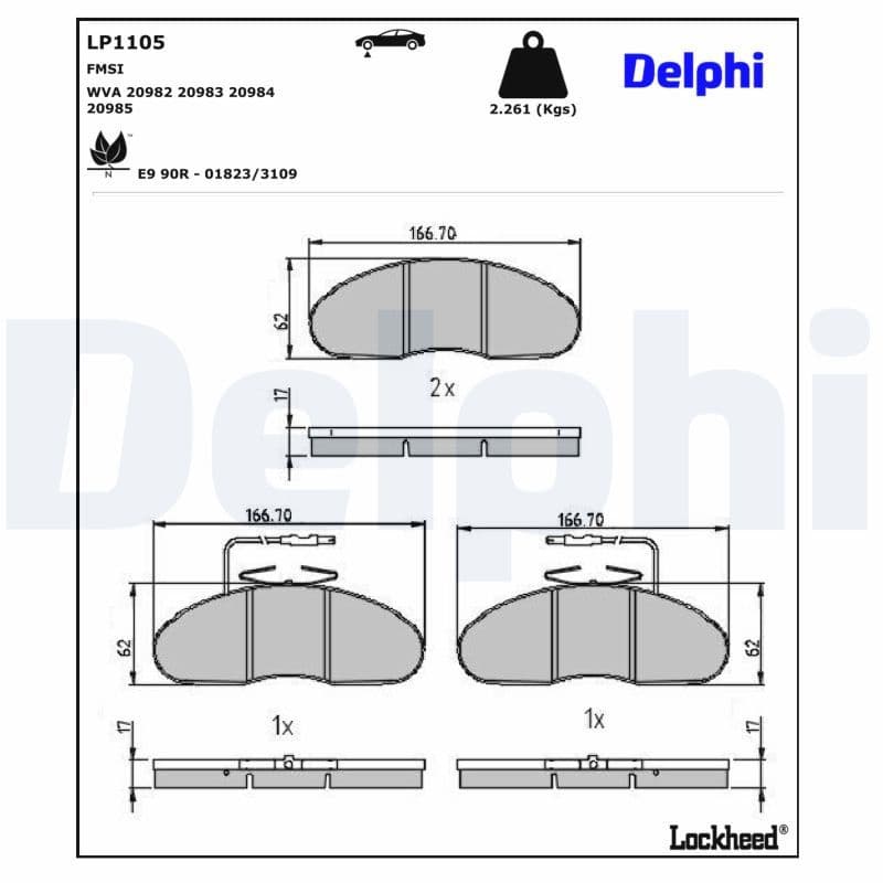 set placute frana,frana disc DELPHI LP1105