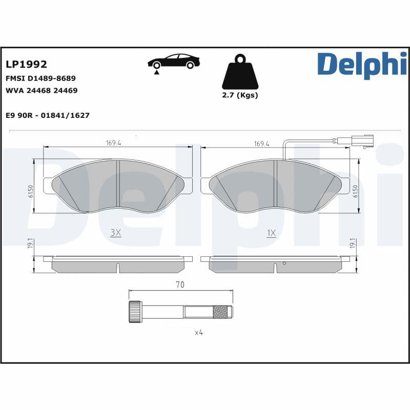 set placute frana,frana disc DELPHI LP1992