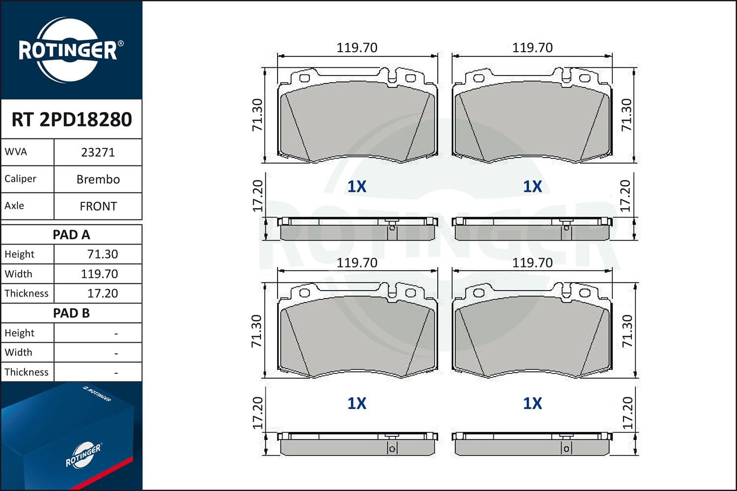 set placute frana,frana disc ROTINGER RT 2PD18280