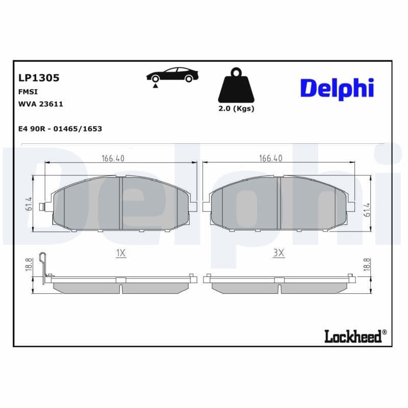 set placute frana,frana disc DELPHI LP1305