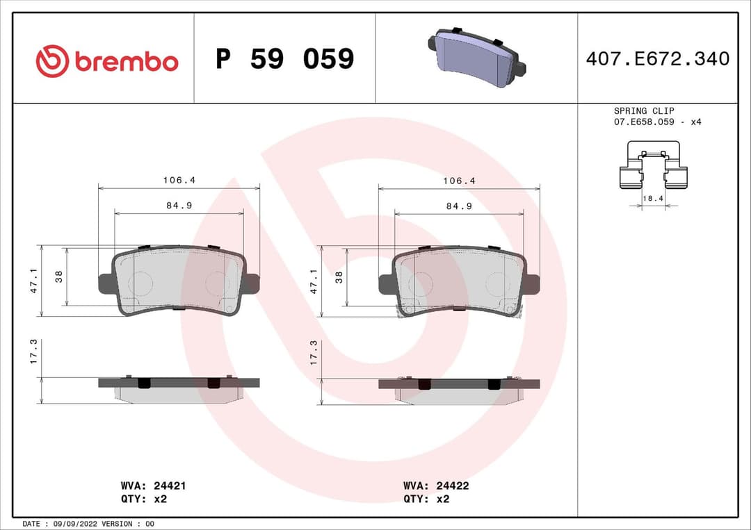 set placute frana,frana disc BREMBO PRIME LINE P 59 059