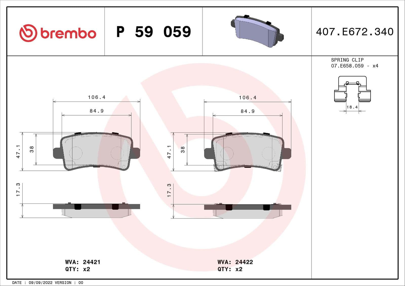 set placute frana,frana disc BREMBO PRIME LINE P 59 059