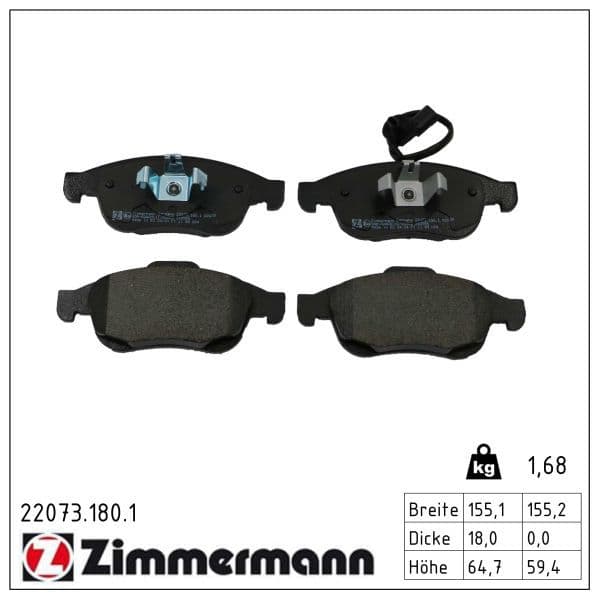 set placute frana,frana disc ZIMMERMANN 22073.180.1