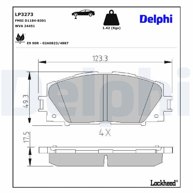 set placute frana,frana disc DELPHI LP3273
