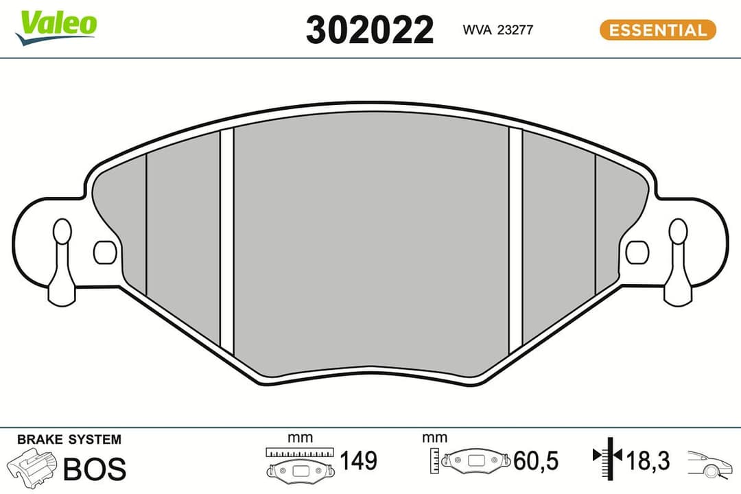 set placute frana,frana disc VALEO ESSENTIAL 302022