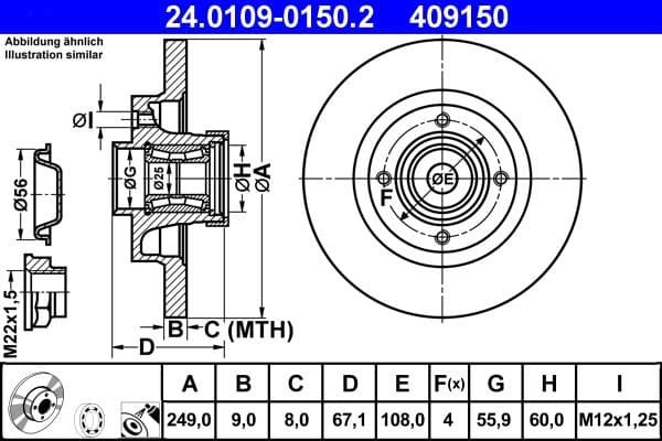 Disc frana ATE 24.0109-0150.2