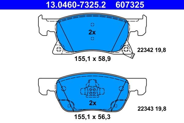 set placute frana,frana disc ATE 13.0460-7325.2