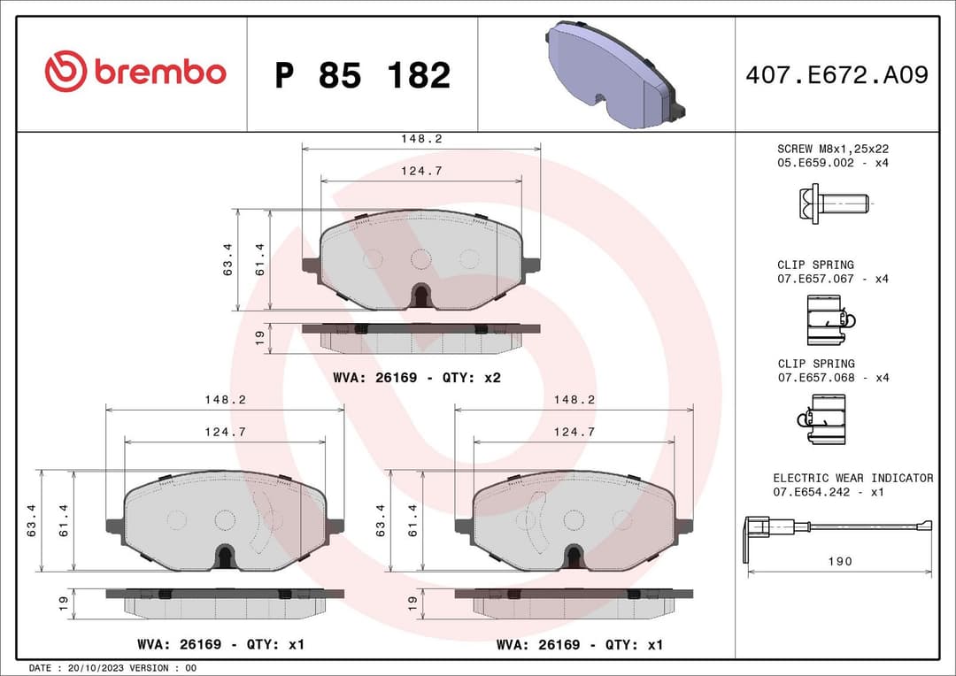 set placute frana,frana disc BREMBO PRIME LINE P 85 182