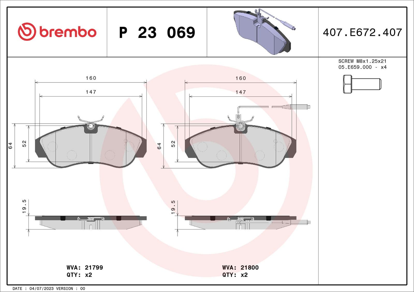 set placute frana,frana disc BREMBO PRIME LINE P 23 069