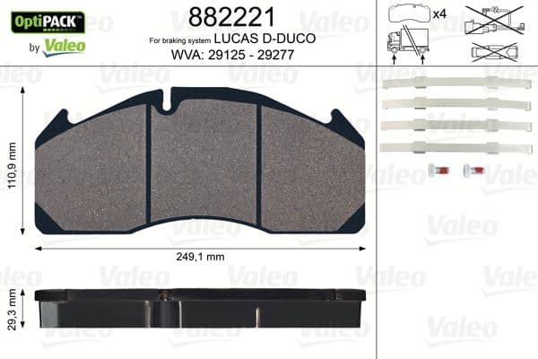 set placute frana,frana disc VALEO OPTIPACK 882221