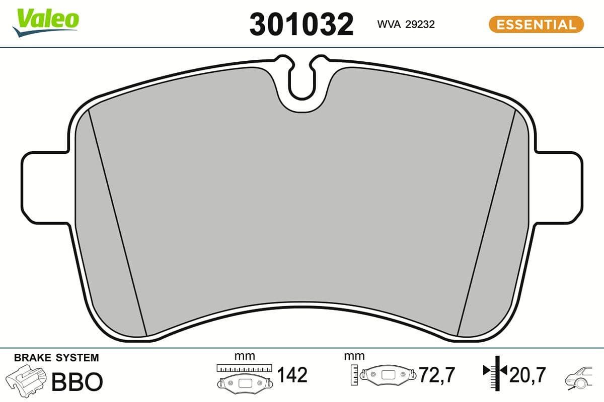 set placute frana,frana disc VALEO ESSENTIAL 301032
