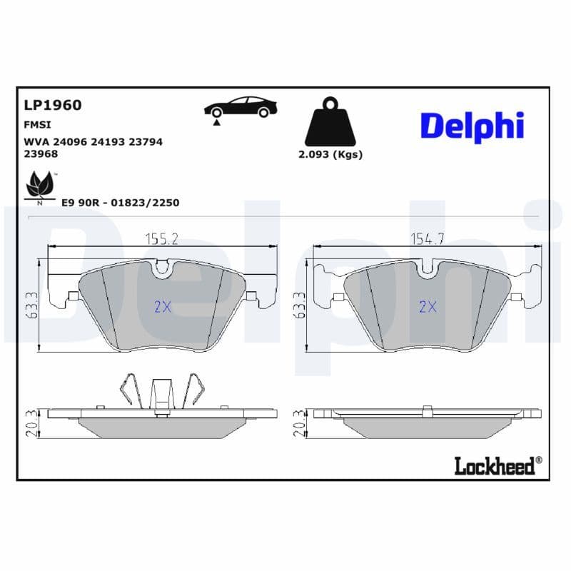 set placute frana,frana disc DELPHI LP1960