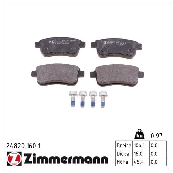 set placute frana,frana disc ZIMMERMANN 24820.160.1