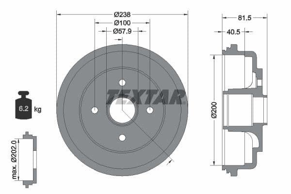 Tambur frana TEXTAR 94043100