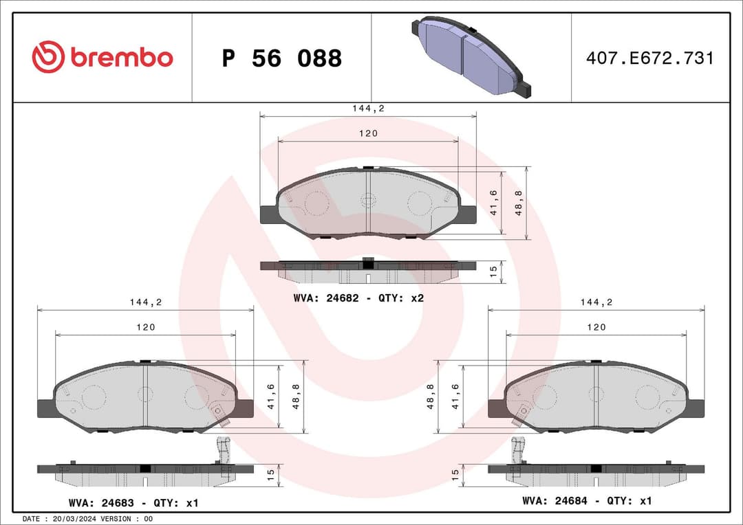 set placute frana,frana disc BREMBO PRIME LINE P 56 088