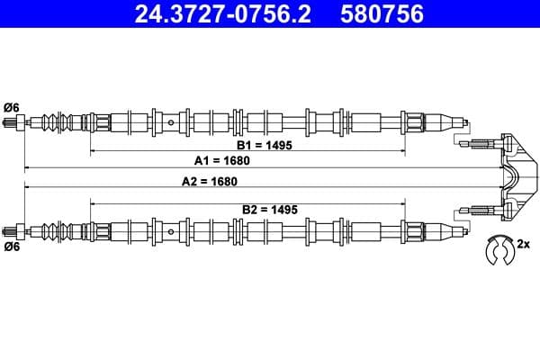 Cablu, frana de parcare ATE 24.3727-0756.2