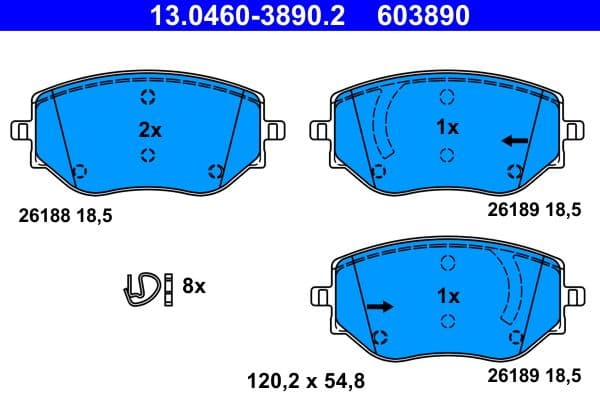 set placute frana,frana disc ATE 13.0460-3890.2