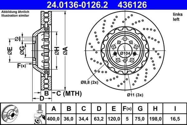 Disc frana ATE 24.0136-0126.2